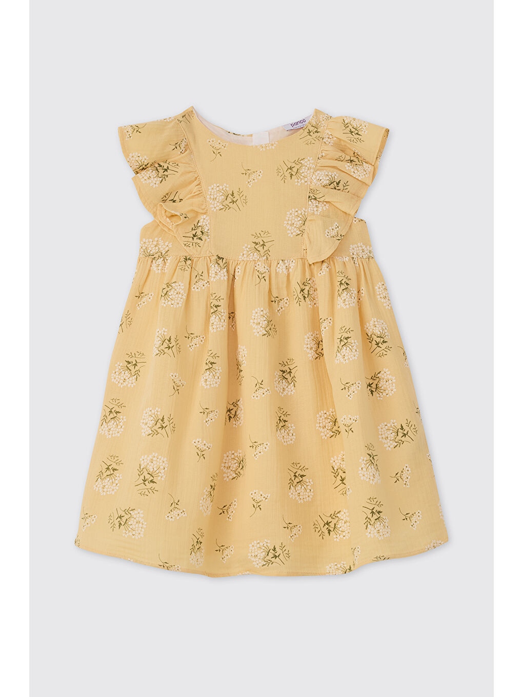 Kız Çocuk Desenli Sarı Müslin Elbise