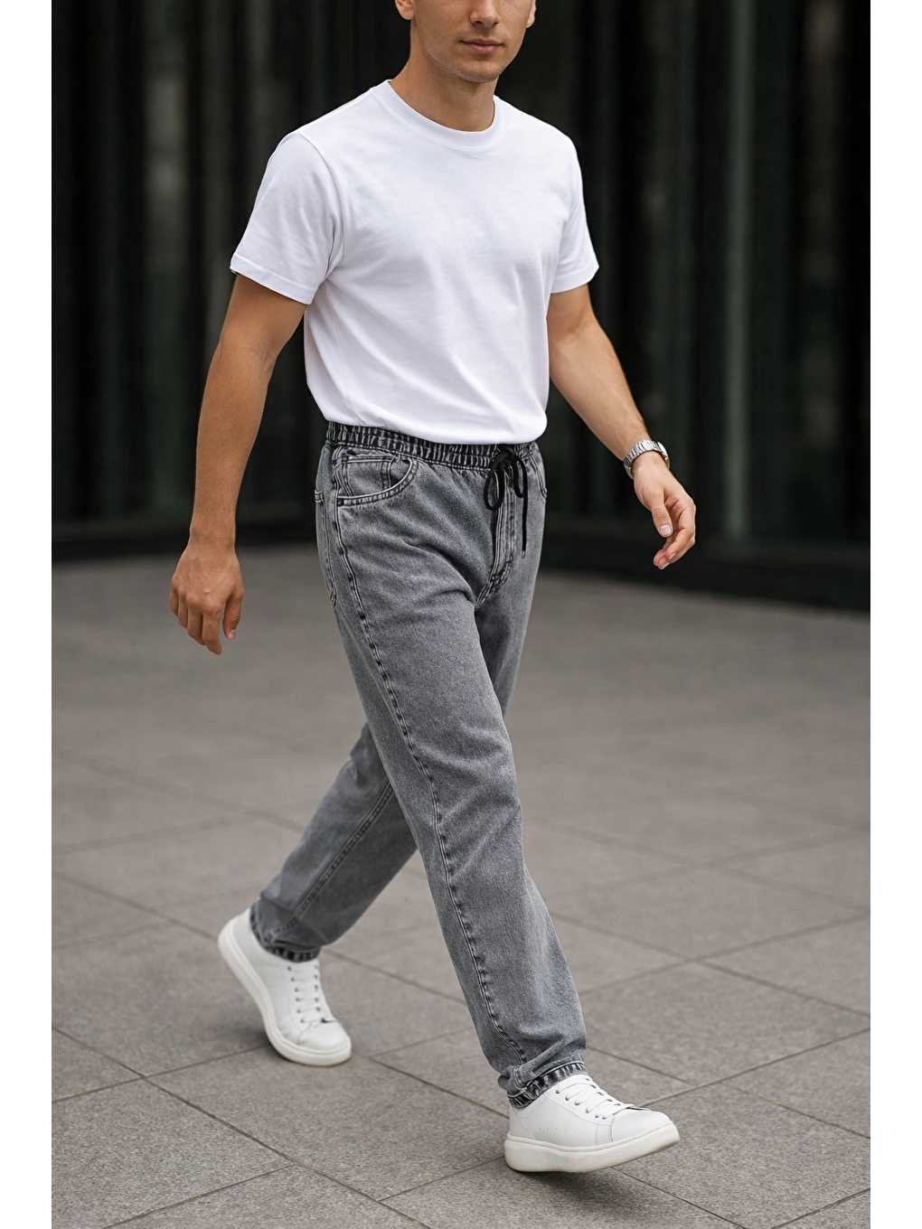 Erkek Günlük Premium Gri Baggy Pantolon-2