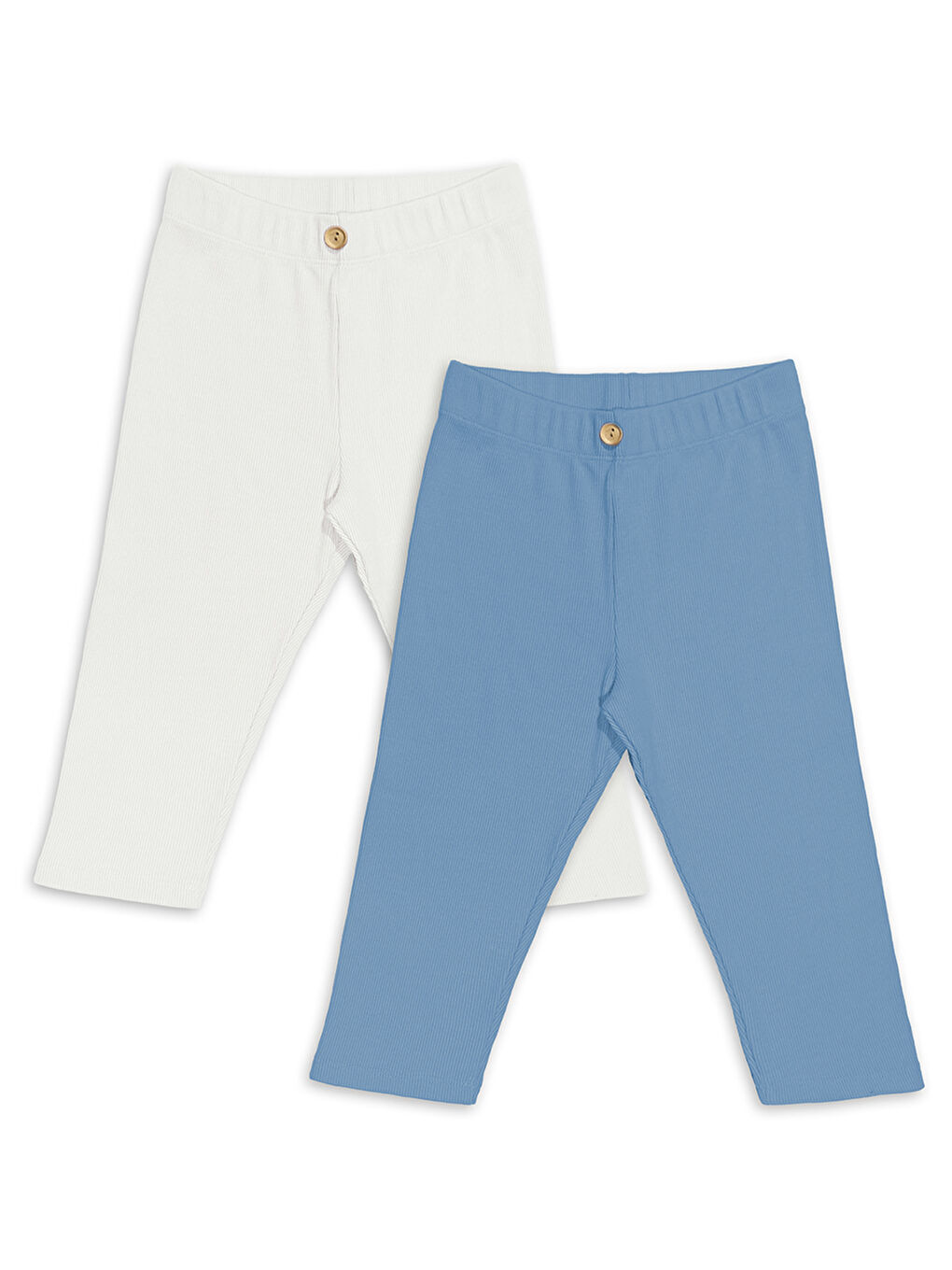 Ekru Ve Mavi Kız Çocuk Kaşkorse 2'li Tayt Paketi-3
