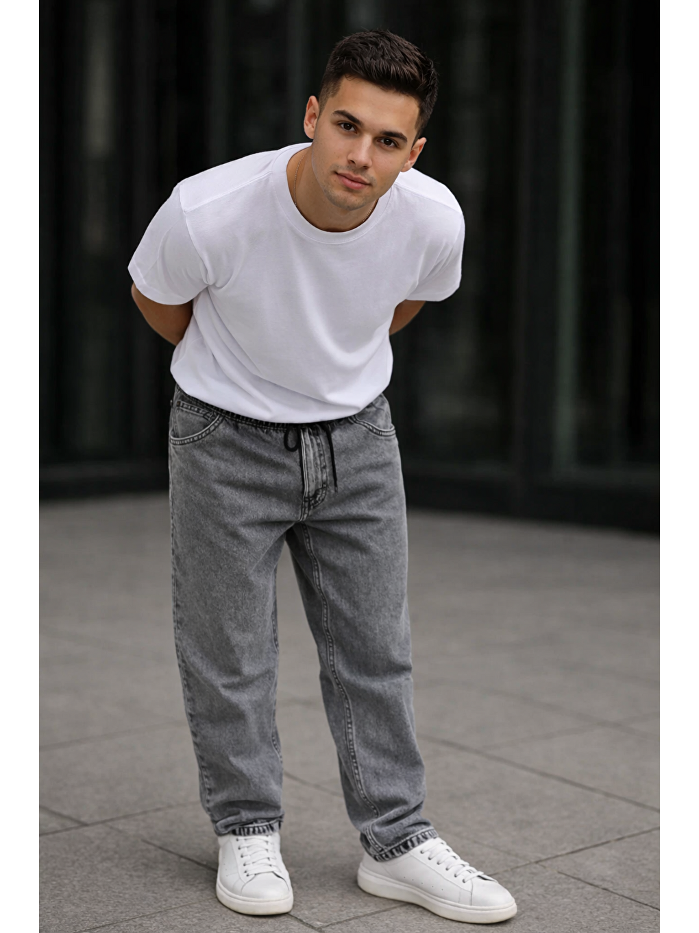 Erkek Günlük Premium Gri Baggy Pantolon-3