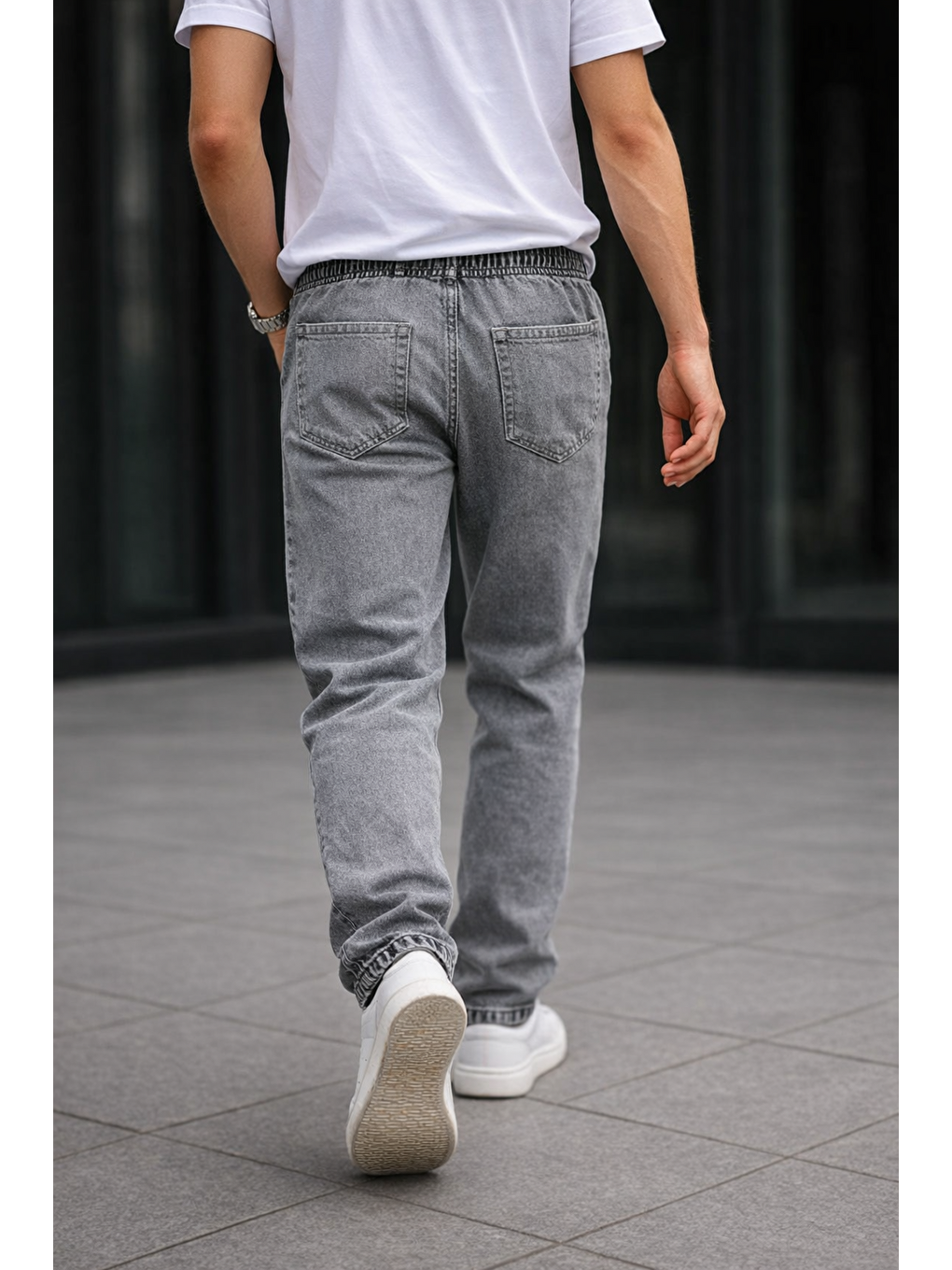 Erkek Günlük Premium Gri Baggy Pantolon-5