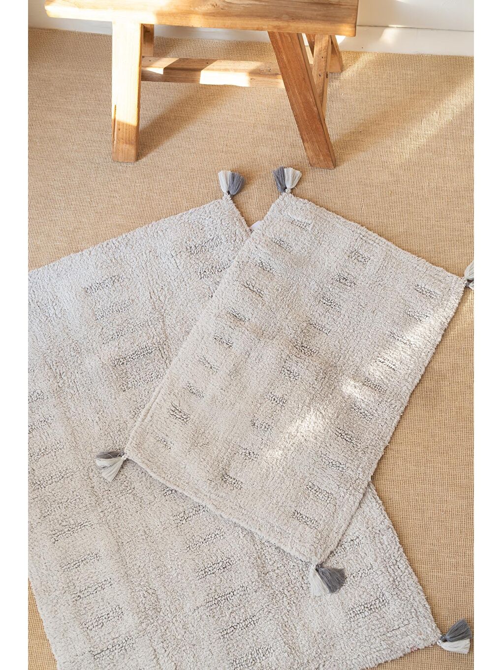 Togo 2’li Takım Banyo Paspası %100 Pamuk 40x60 + 60x90 Ekru