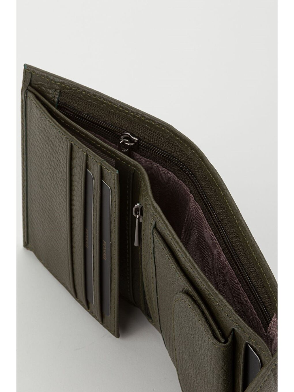 Yeşil Kutulu Hakiki Deri Gök Mavi Küçük Boy Çok Gözlü Kadın El Portföyü Kartlık Cüzdan-3