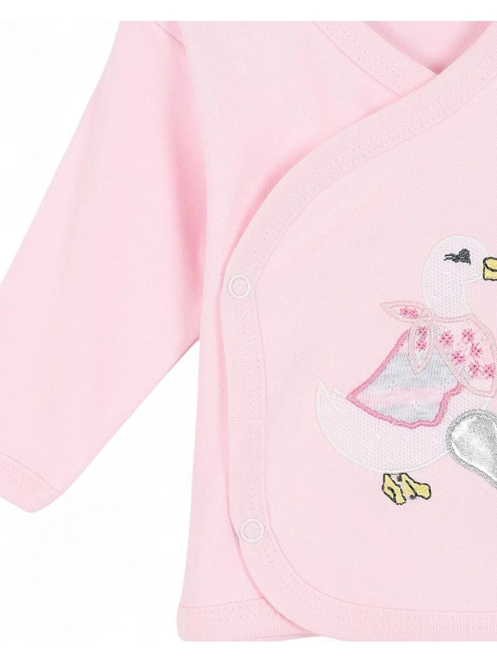 Pembe Kız Bebek Nakışlı 5 Parça Eldivenli Hastane Çıkışı Zıbın Seti %100 Pamuk-3