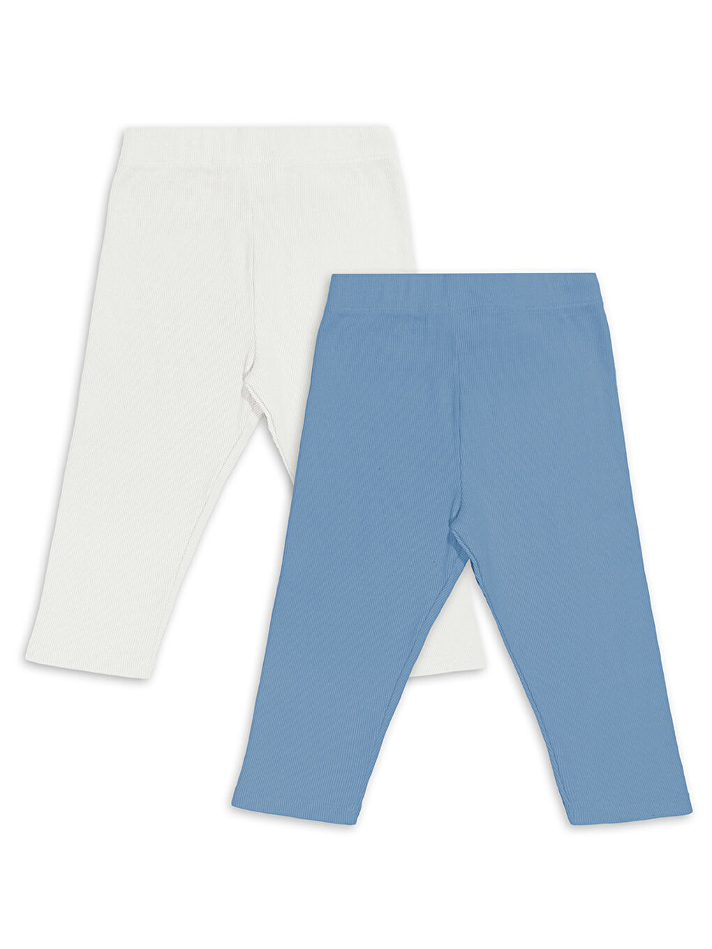 Ekru Ve Mavi Kız Çocuk Kaşkorse 2'li Tayt Paketi-4