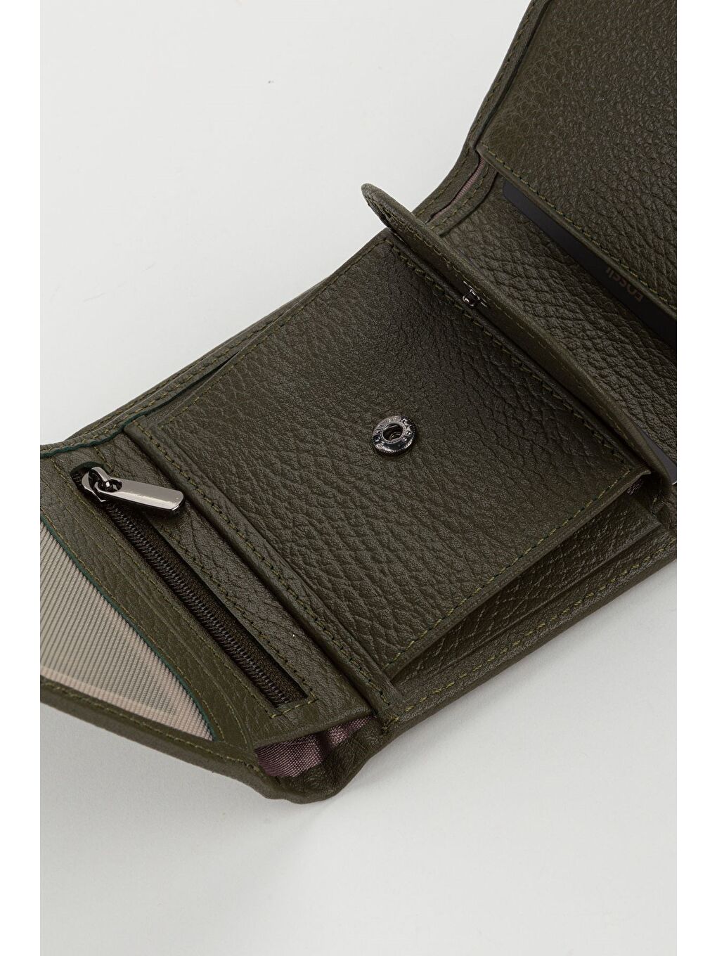 Yeşil Kutulu Hakiki Deri Gök Mavi Küçük Boy Çok Gözlü Kadın El Portföyü Kartlık Cüzdan-5