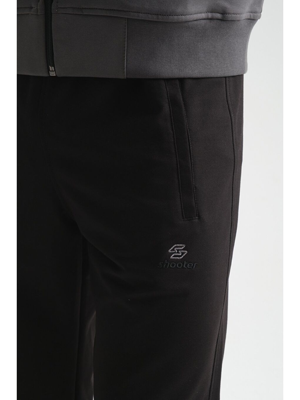 Gri Füme Premium Dik Yaka  Rahat Form Klasik Paça Erkek Eşofman Takımı-6