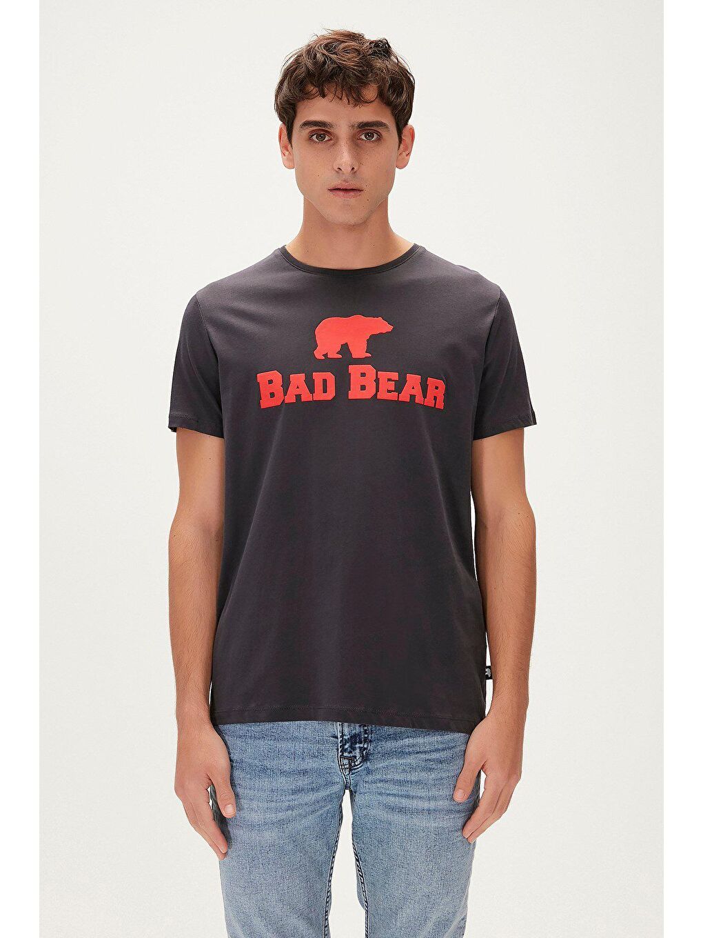 Bad Bear Antrasit Bear Tee KS T-Shirt Antrasit Logo Baskılı King Size Erkek Tişört