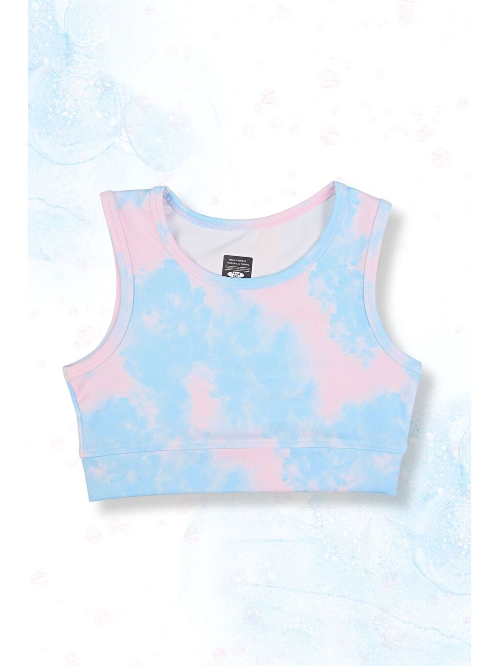 Mavi Kız Çocuk Kabartmalı Şort Etekli Crop Sporcu Mayo Takım-1