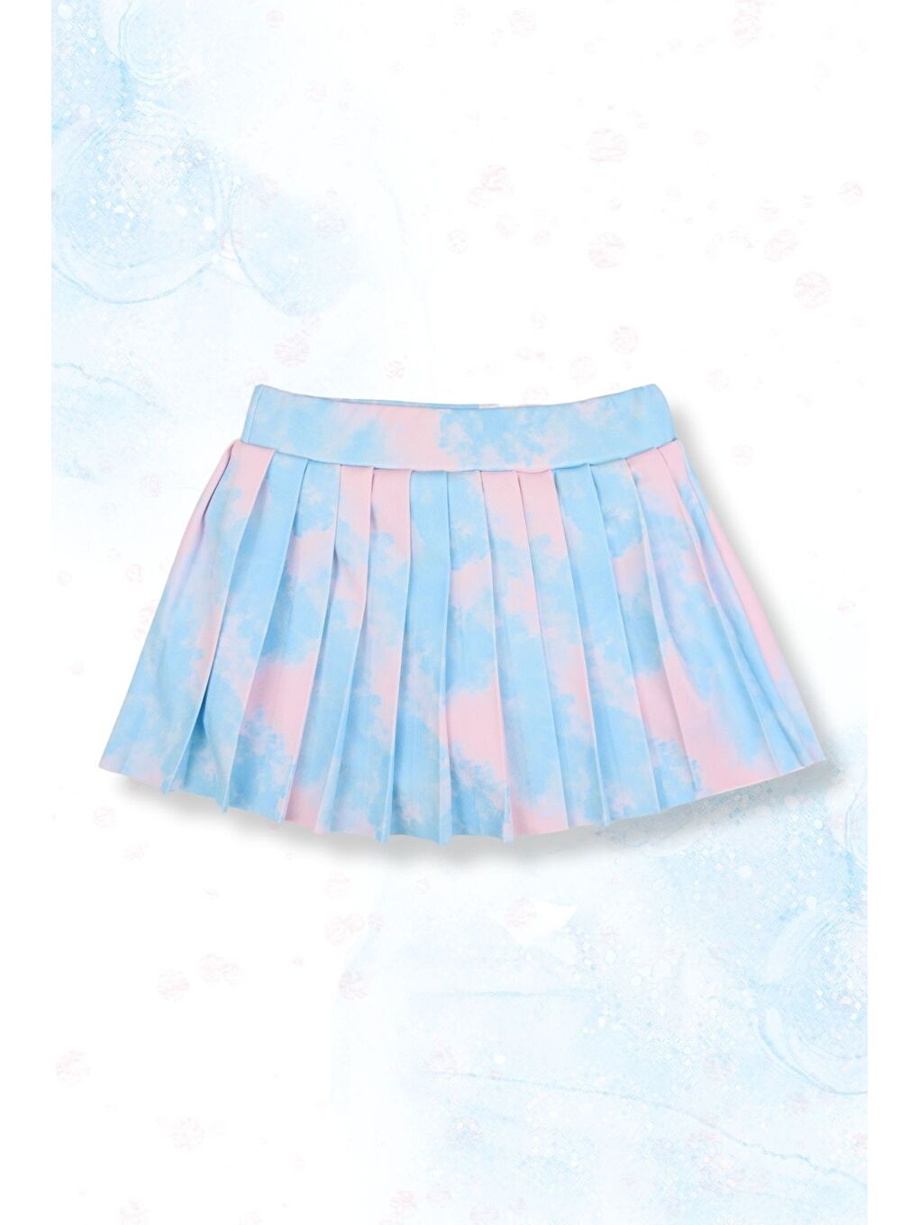 Mavi Kız Çocuk Kabartmalı Şort Etekli Crop Sporcu Mayo Takım-2