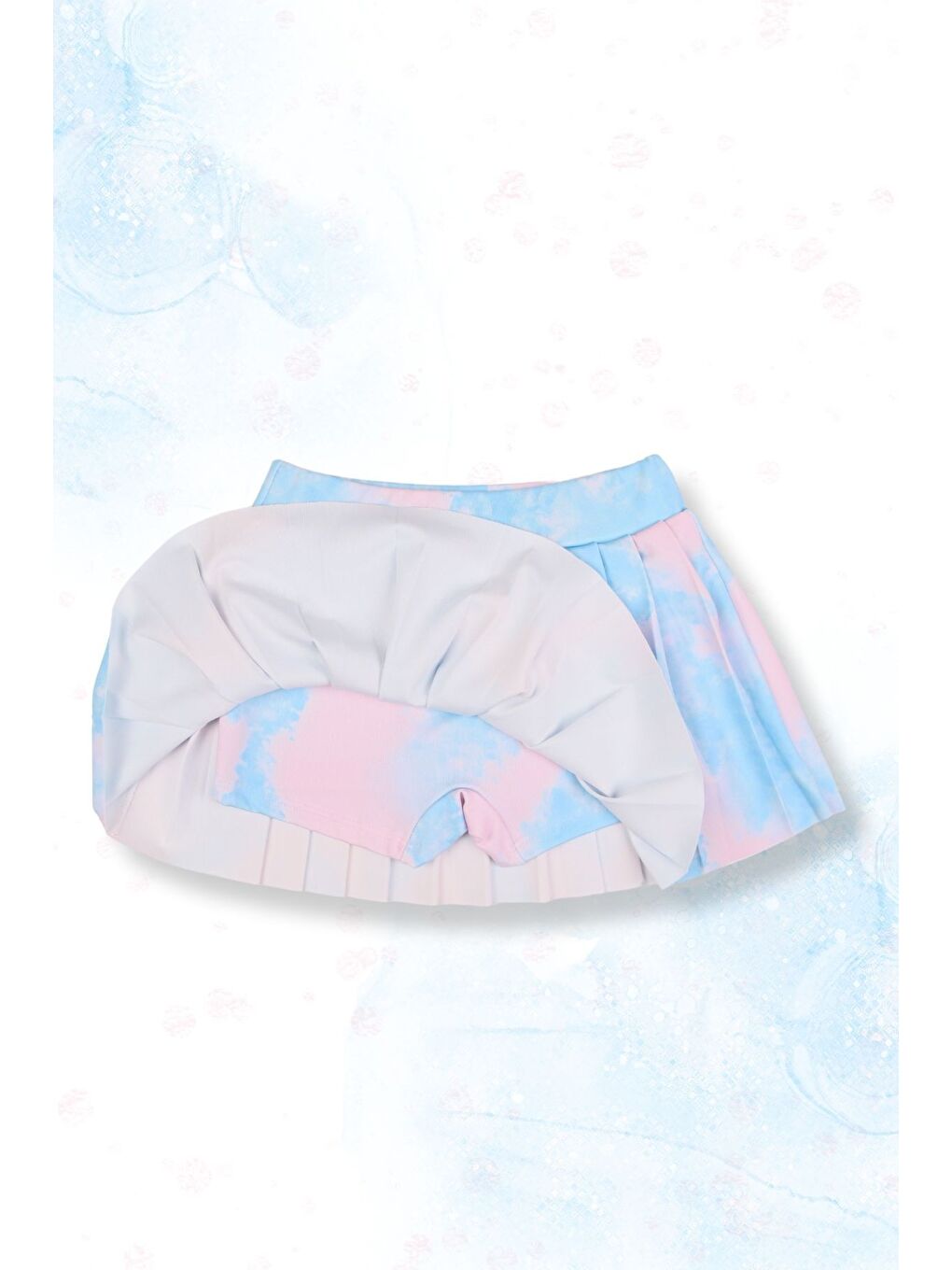 Mavi Kız Çocuk Kabartmalı Şort Etekli Crop Sporcu Mayo Takım-3