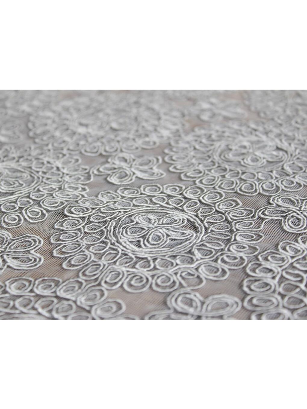 Papatya Kordone Tek Masa Örtüsü Gri-3