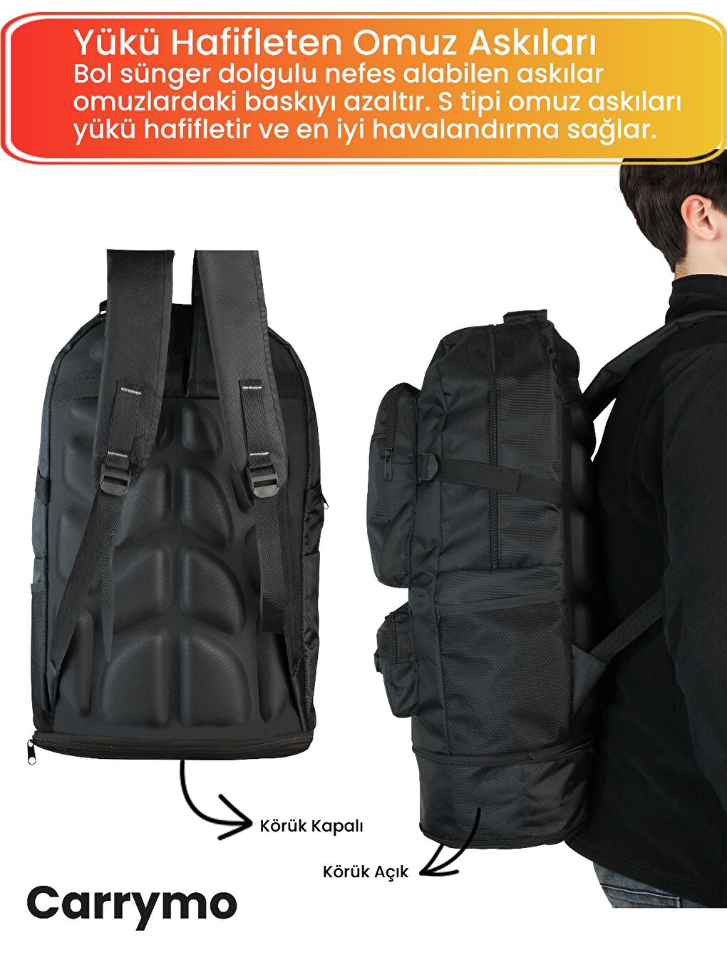 Haki Orijinal Körüklü Ortopedik Konfor Modeli Çok Gözlü Gezi Seyahat Yürüyüş Dağcı Kamp Spor Sırt Çantası-4