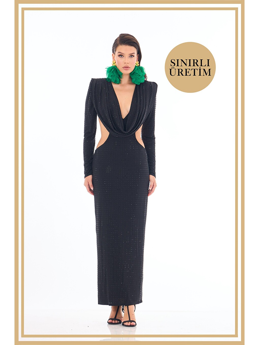 Limited Edition | Valeria Siyah Uzun Elbise