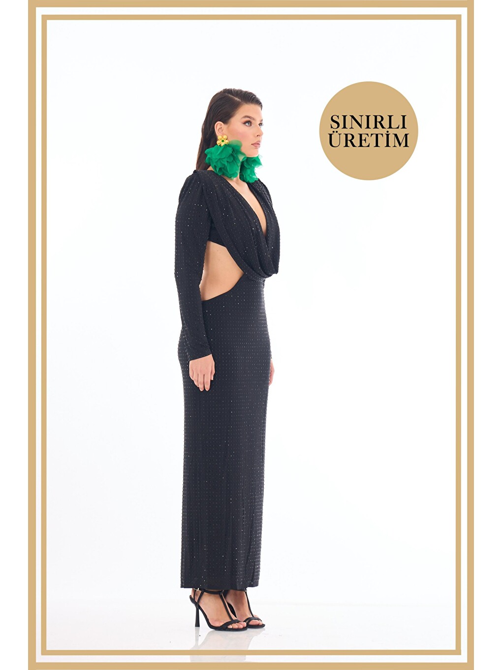 Limited Edition | Valeria Siyah Uzun Elbise-2