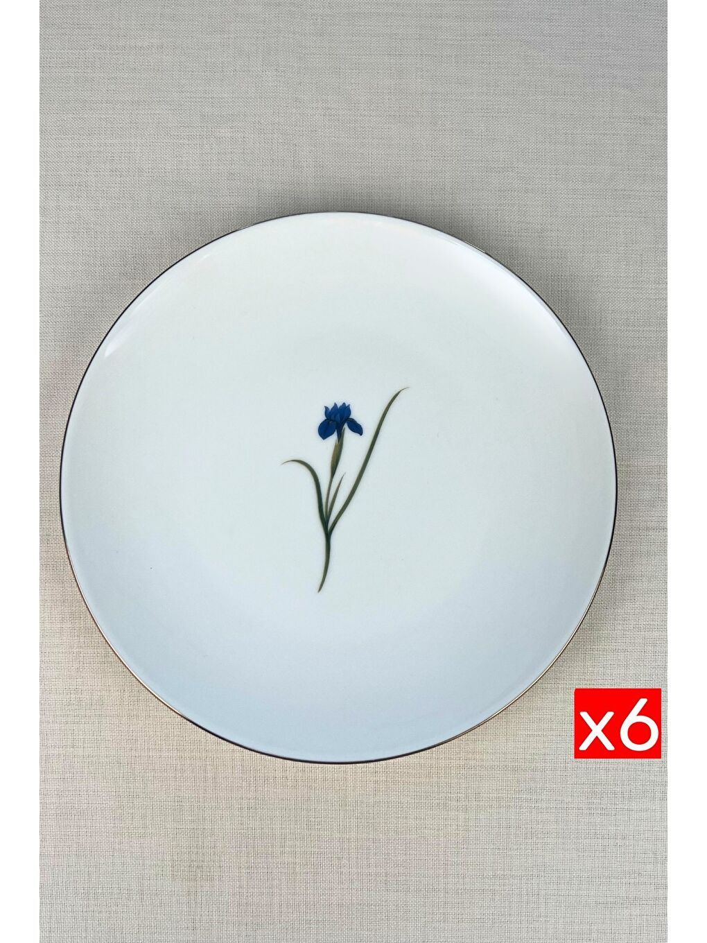 Karışık Porselen Natura İris Altın Yaldız Servis Tabağı 24,50cm 6 lı