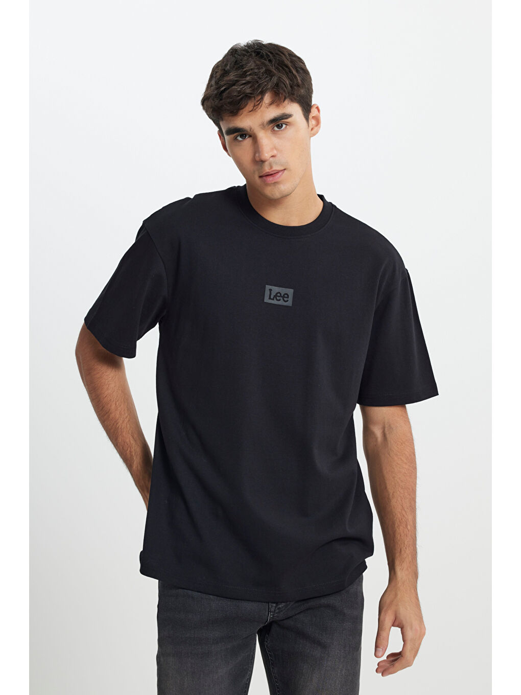 Loose Fit Bisiklet Yaka %100 Pamuk Siyah Tişört