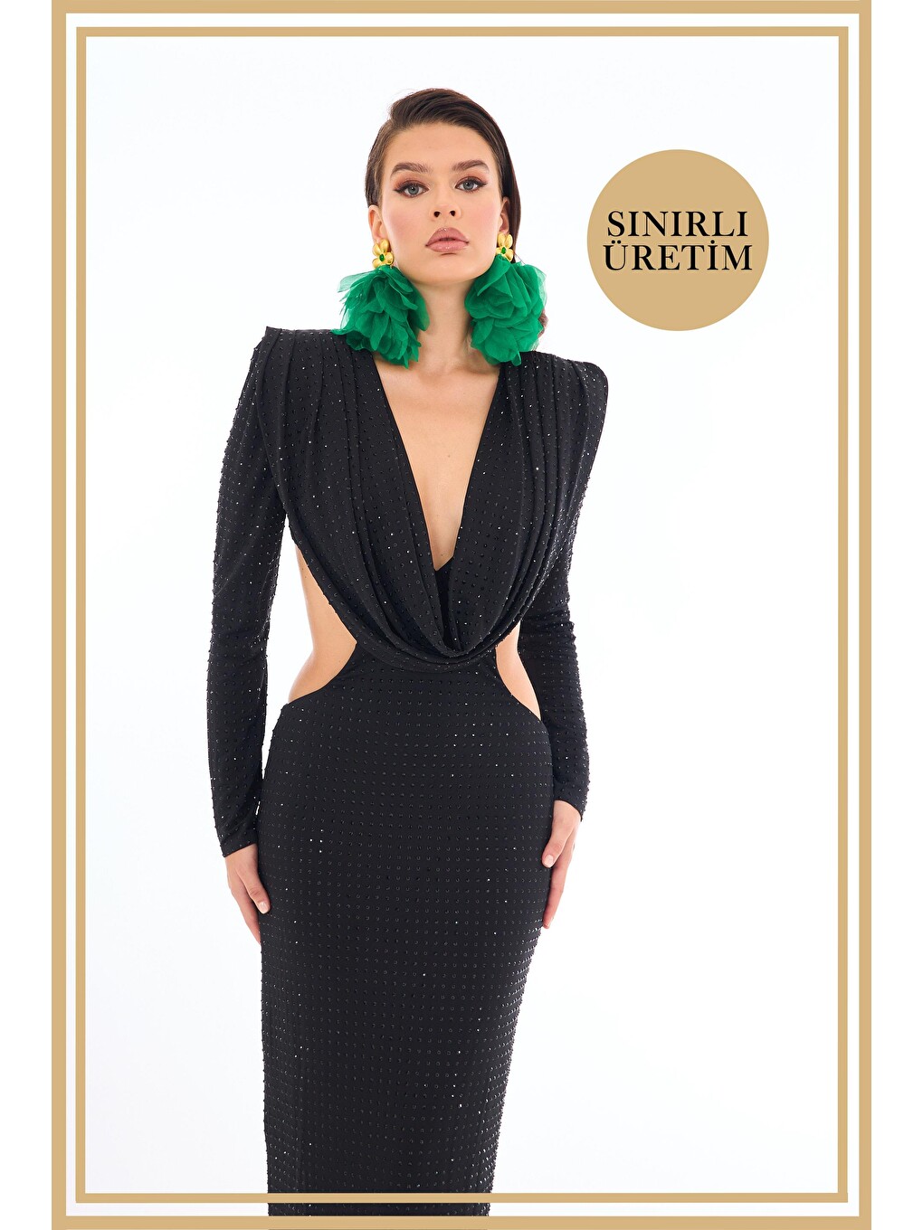 Limited Edition | Valeria Siyah Uzun Elbise-3