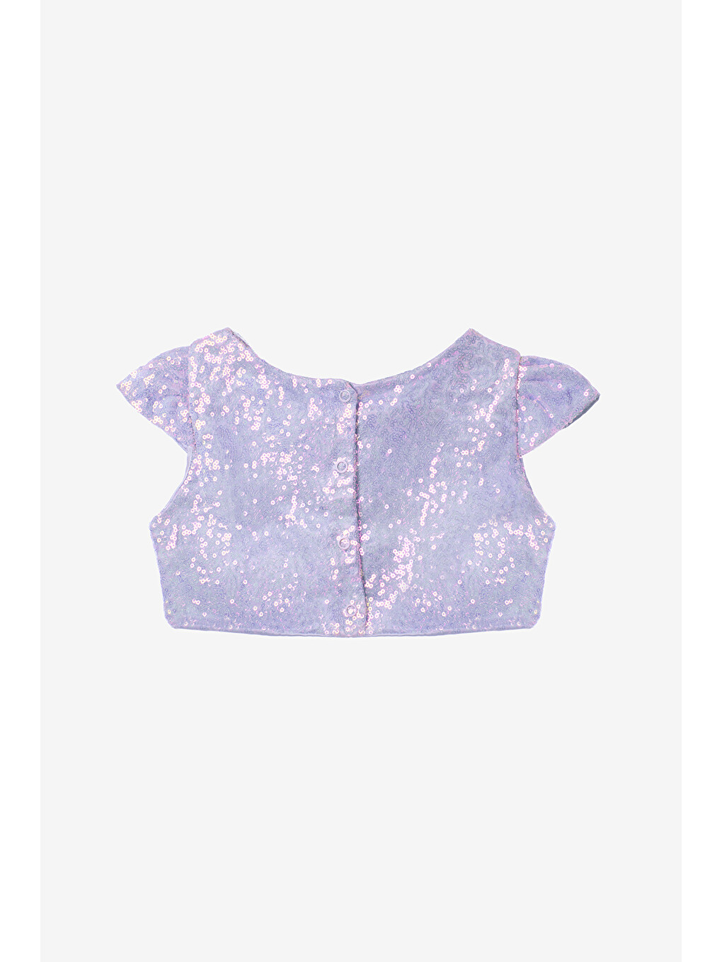 Lila Pullu Kız Çocuk Crop Bluz-1