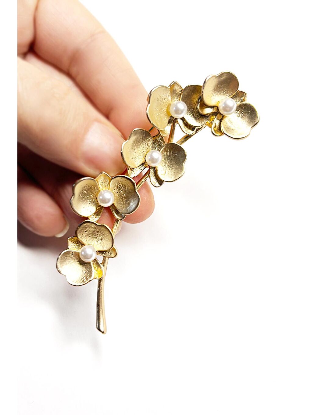 Sarı İnci Dalı Altın Kaplama kadın Broş yaka İğnesi-1