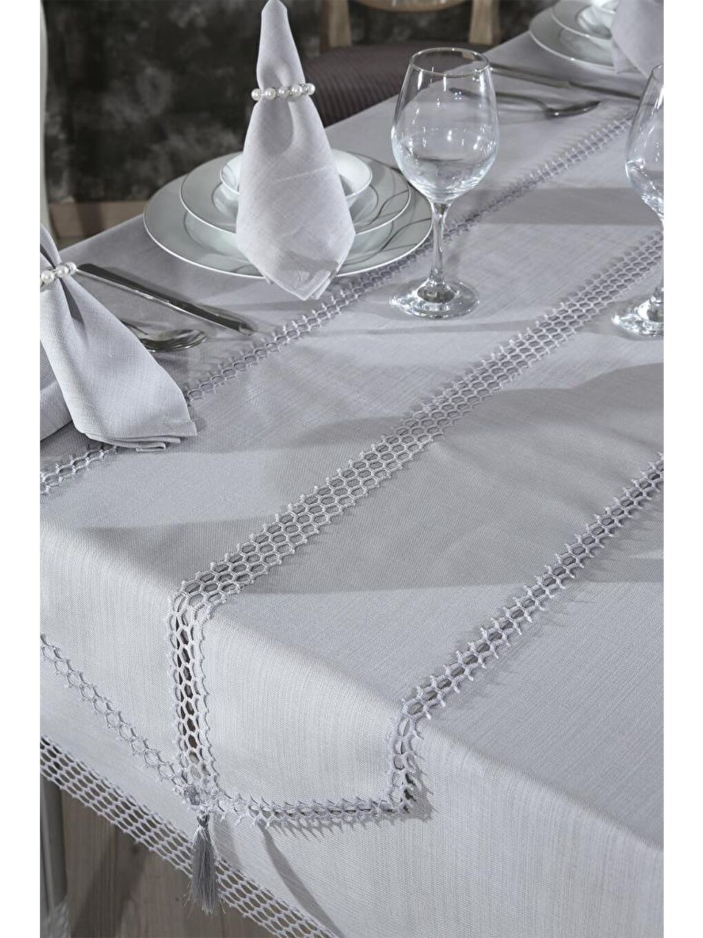 Simay Masa Örtüsü 26 Parça Gri-3