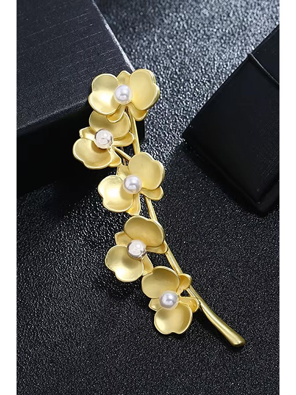 Sarı İnci Dalı Altın Kaplama kadın Broş yaka İğnesi-4