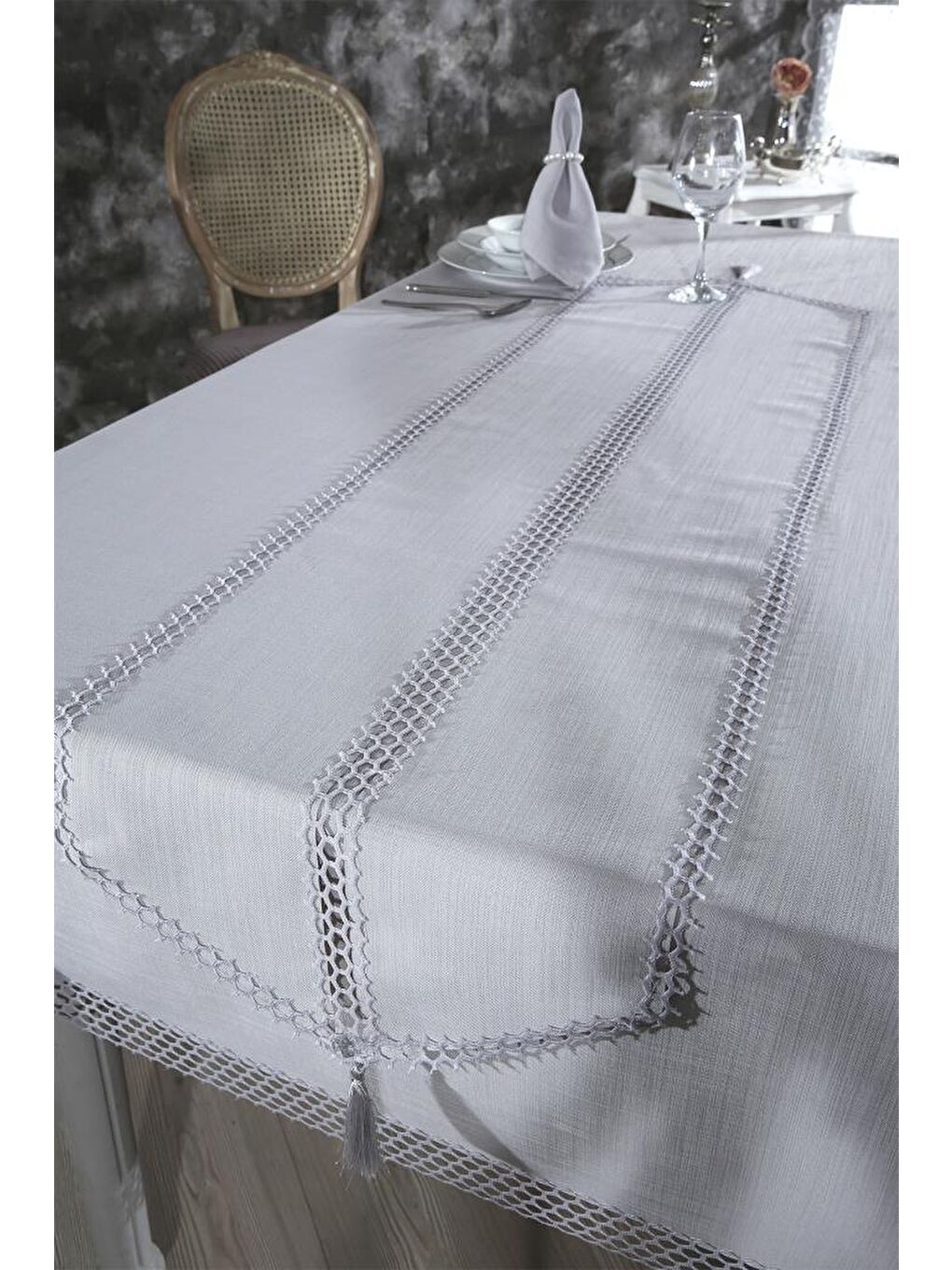 Simay Masa Örtüsü 26 Parça Gri-6