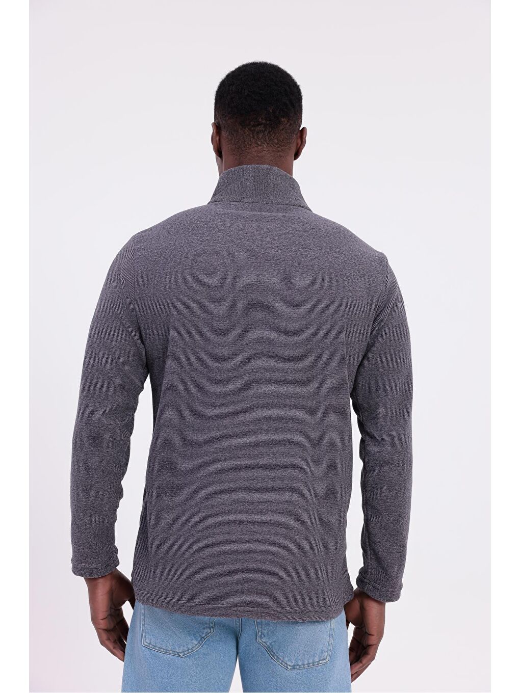 Mor Erkek Fit Dik Yaka Yarım Fermuarlı Sweatshirt Polar-7