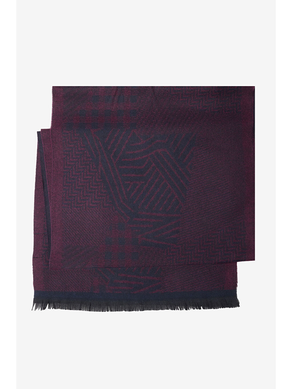 Erkek Lacivert-Bordo Desenli Standart Fit Atkı-1