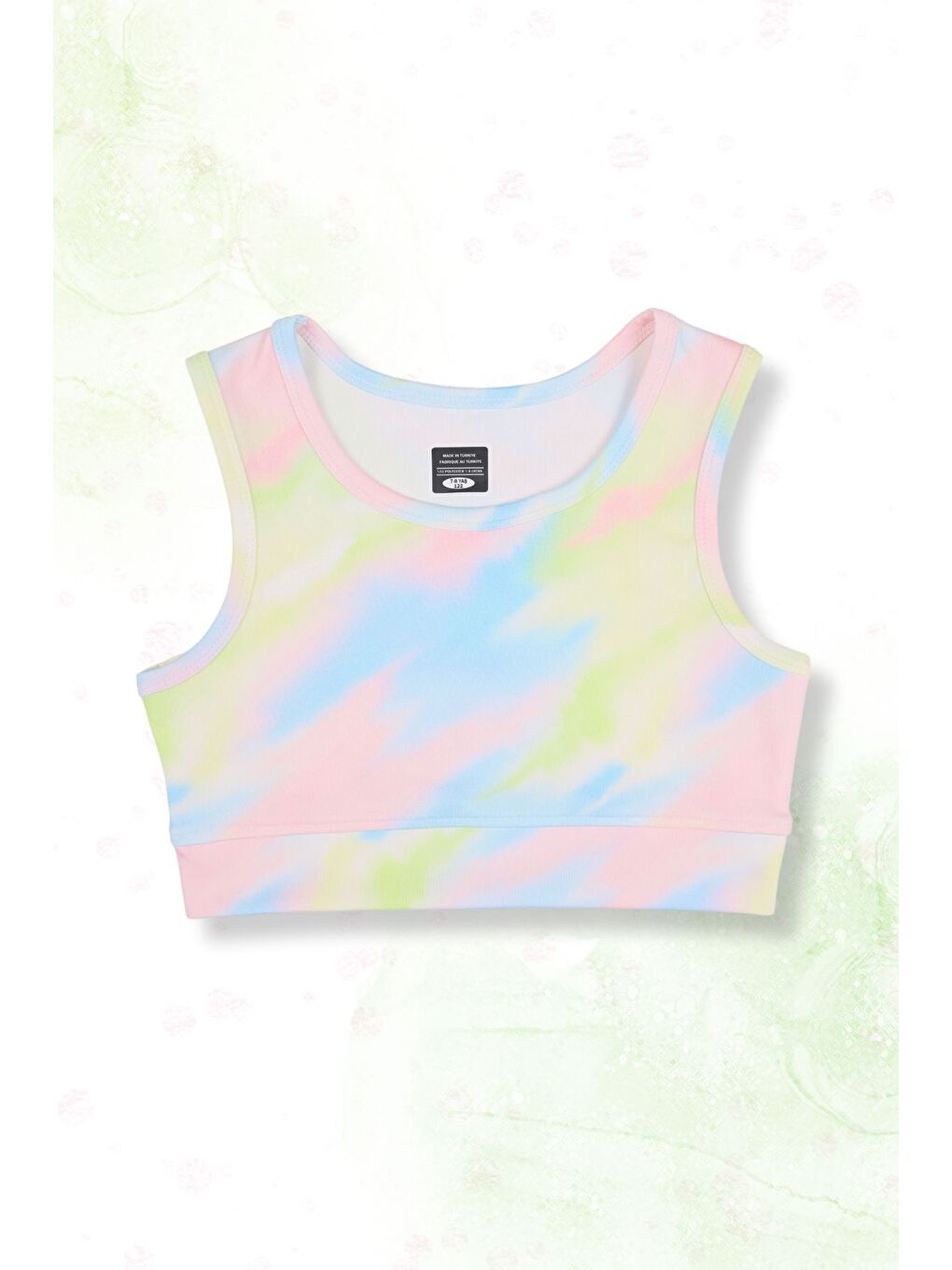 Sarı Kız Çocuk Kabartmalı Şort Etekli Crop Sporcu Mayo Takım-1