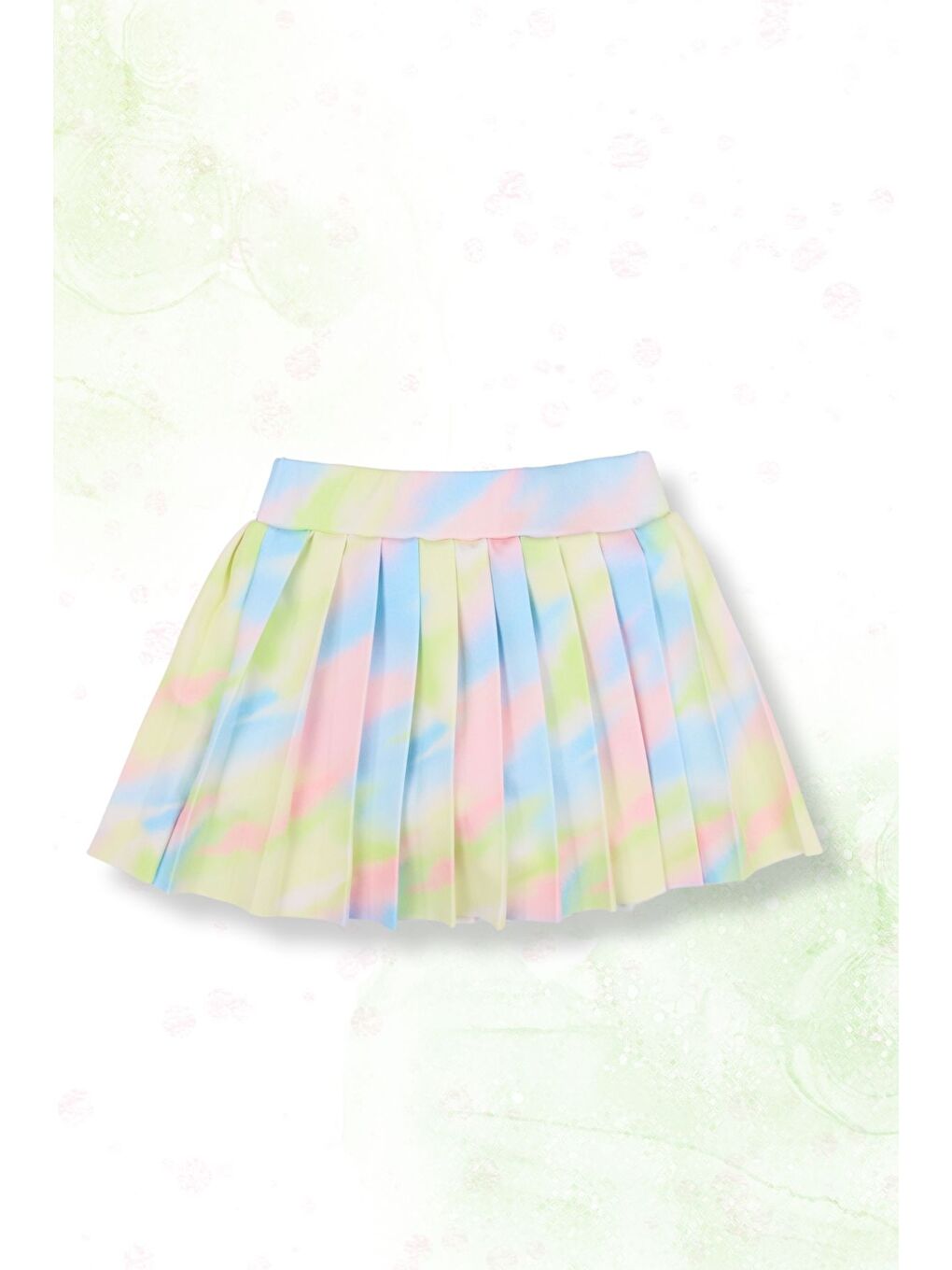 Sarı Kız Çocuk Kabartmalı Şort Etekli Crop Sporcu Mayo Takım-2