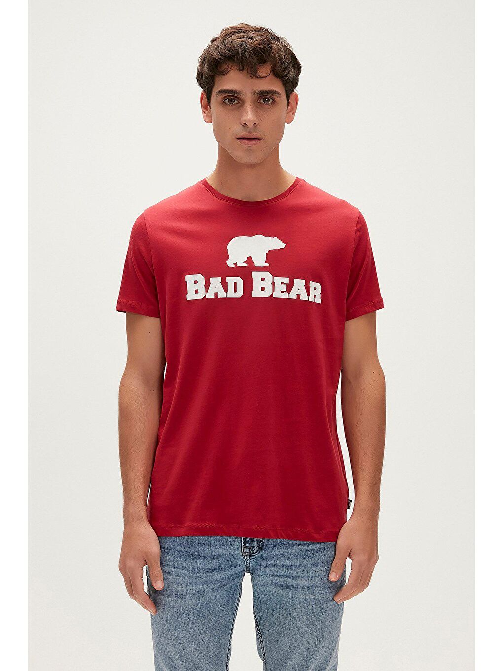 Bad Bear Parlak Kırmızı Bear Tee KS T-Shirt Lava Kırmızı Logo Baskılı King Size Erkek Tişört