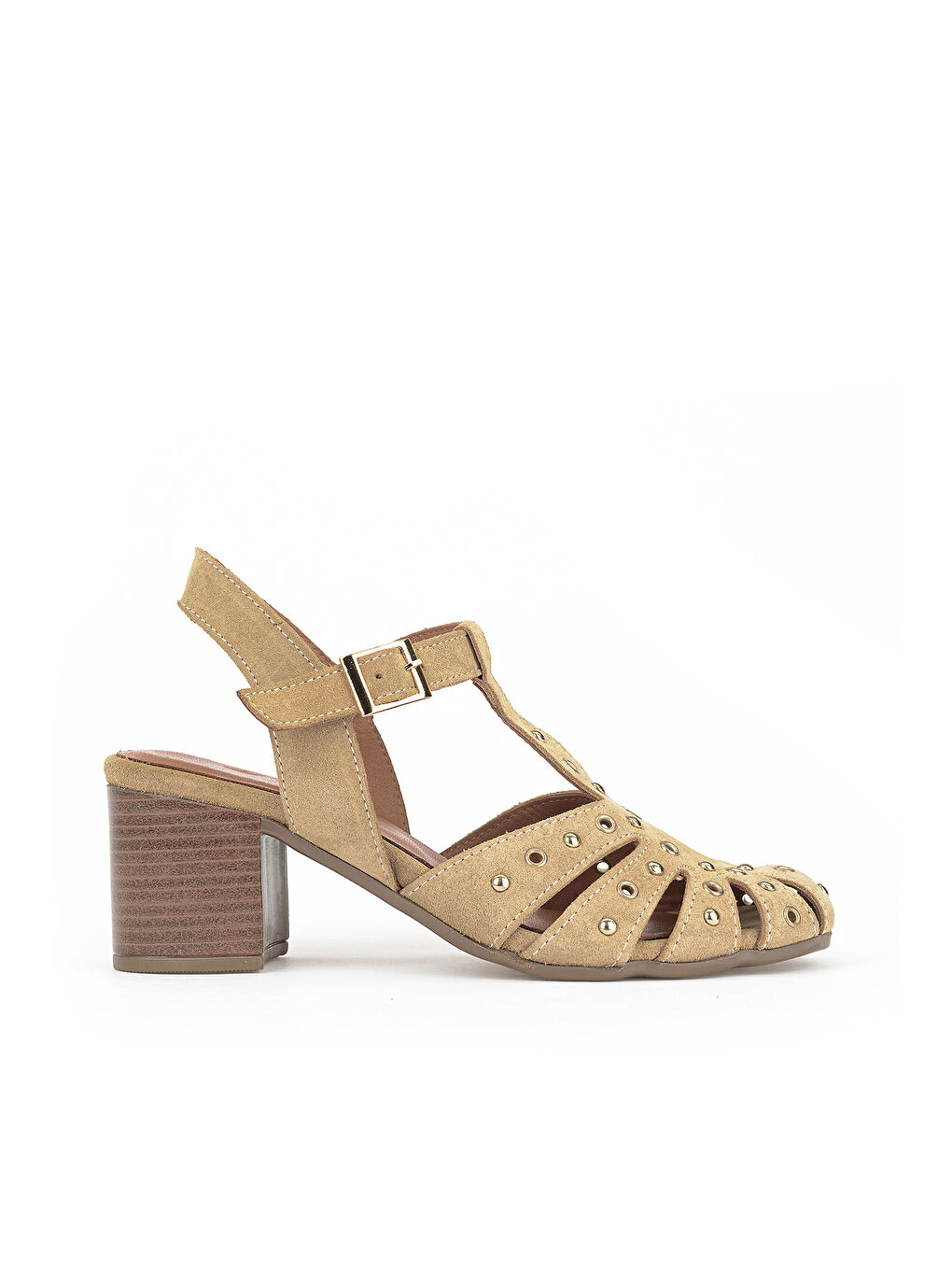 Kadın Hakiki Deri Topuklu Sandalet 1611050Z8425 Bej