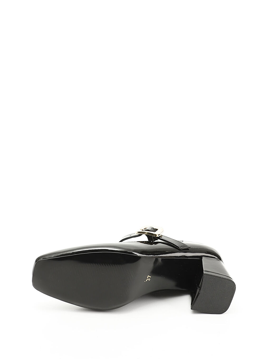 Kırmızı Kadın BAKIR-SİYAH Küt Burun Kare Ökçe Ayakkabı-3