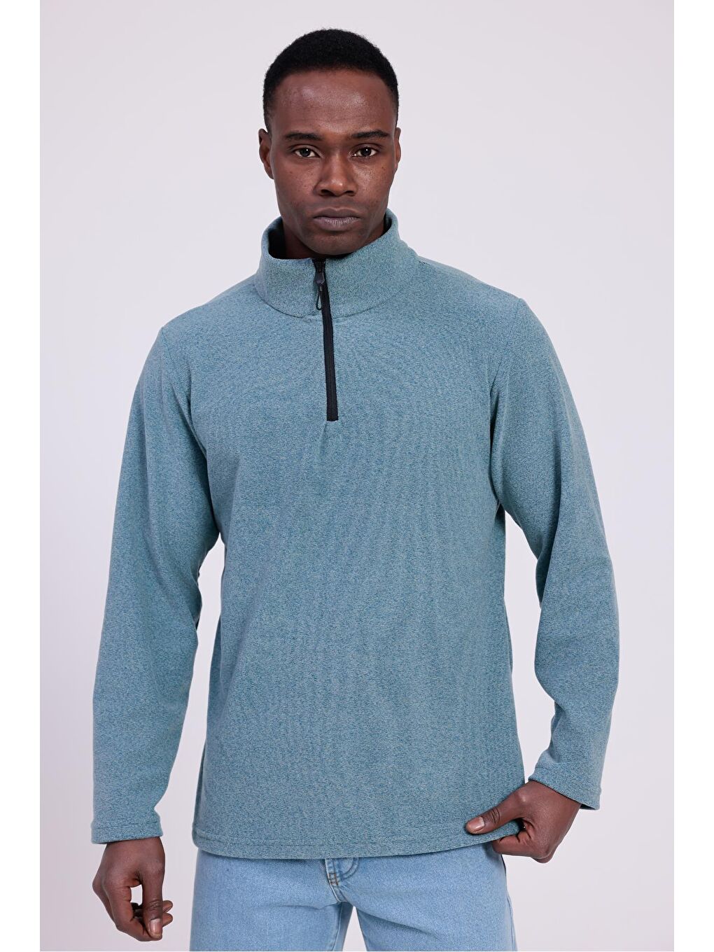 Mavi Erkek Fit Dik Yaka Yarım Fermuarlı Sweatshirt Polar