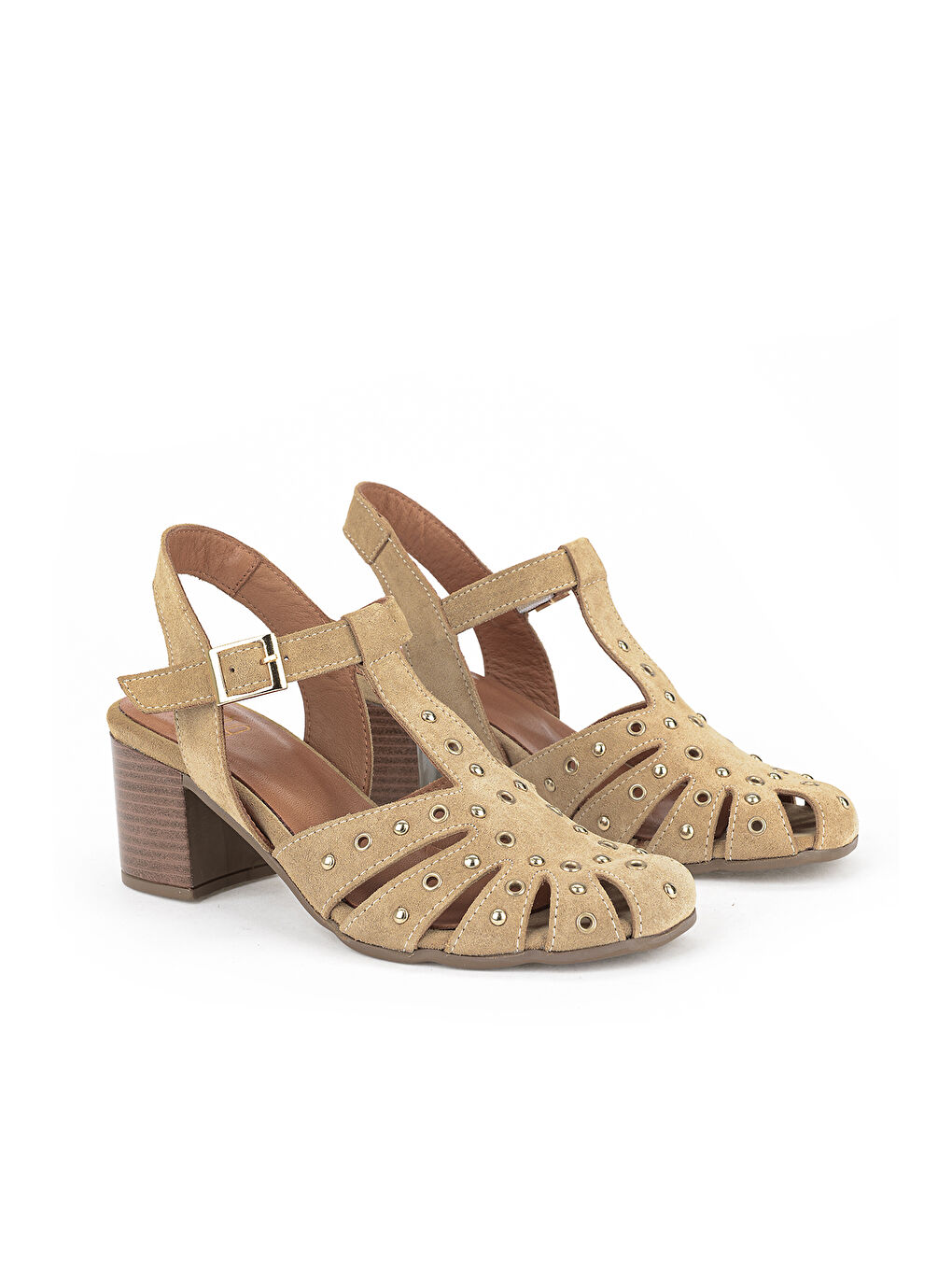 Kadın Hakiki Deri Topuklu Sandalet 1611050Z8425 Bej-1
