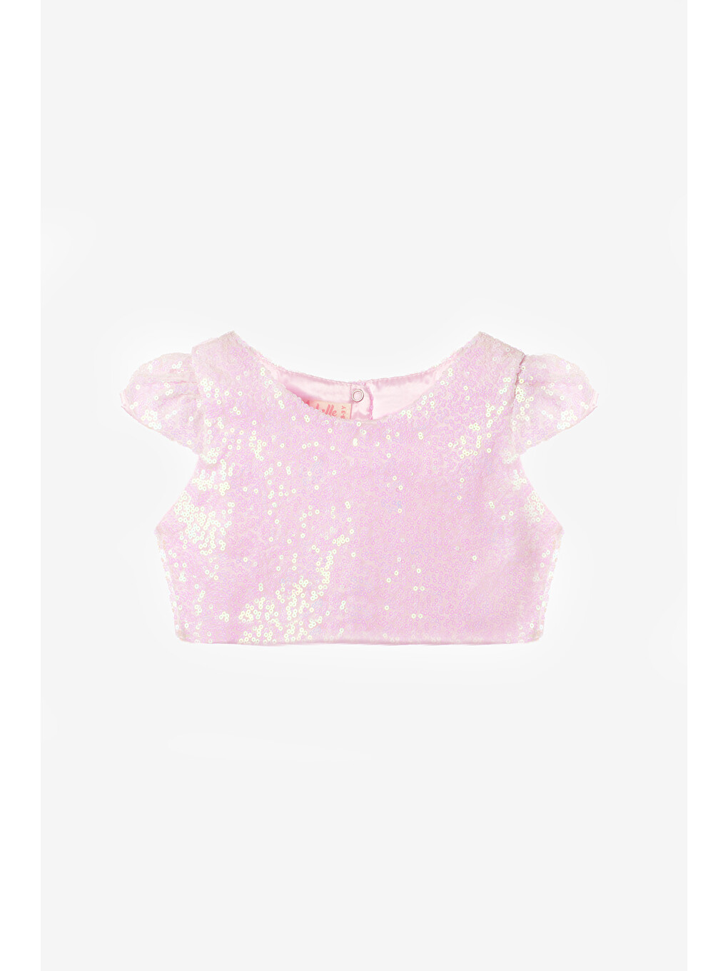Pembe Pullu Kız Çocuk Crop Bluz