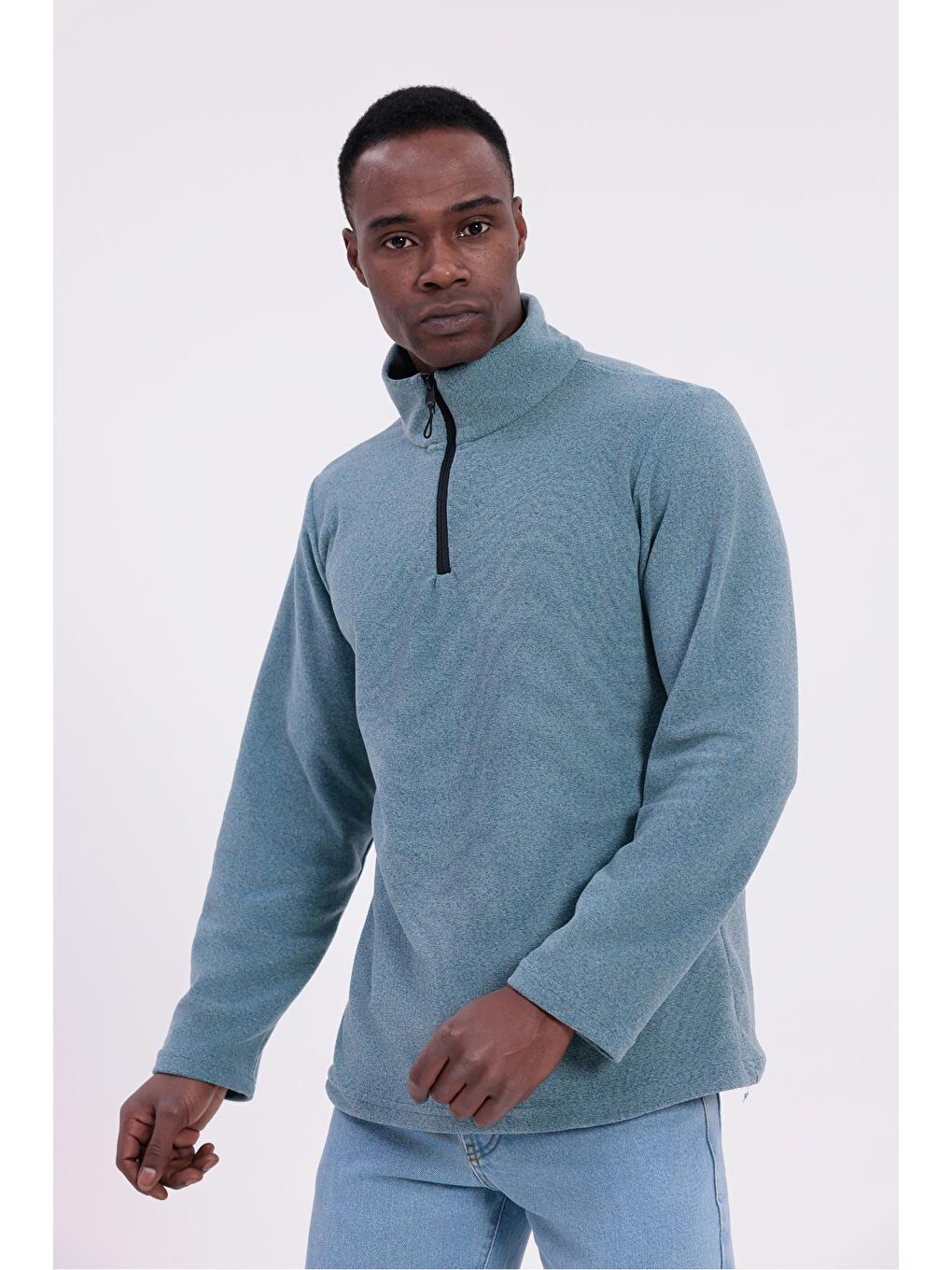 Mavi Erkek Fit Dik Yaka Yarım Fermuarlı Sweatshirt Polar-4