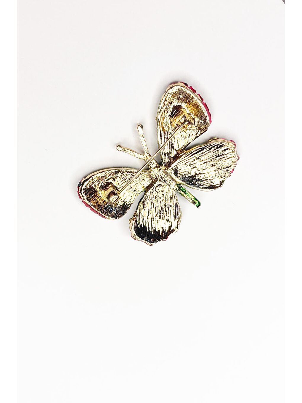Yeşil Renkli kristal Taşlı kelebek broş Yaka İğnesi-4