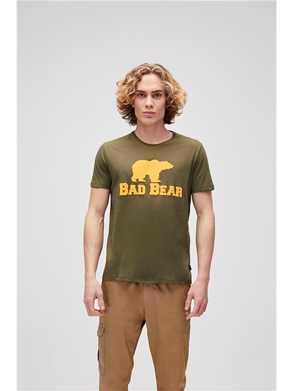 Bad Bear Haki Bear Tee KS T-Shirt Haki Yeşil Logo Baskılı King Size Erkek Tişört