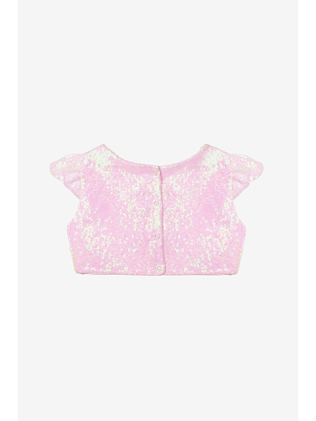 Pembe Pullu Kız Çocuk Crop Bluz-1