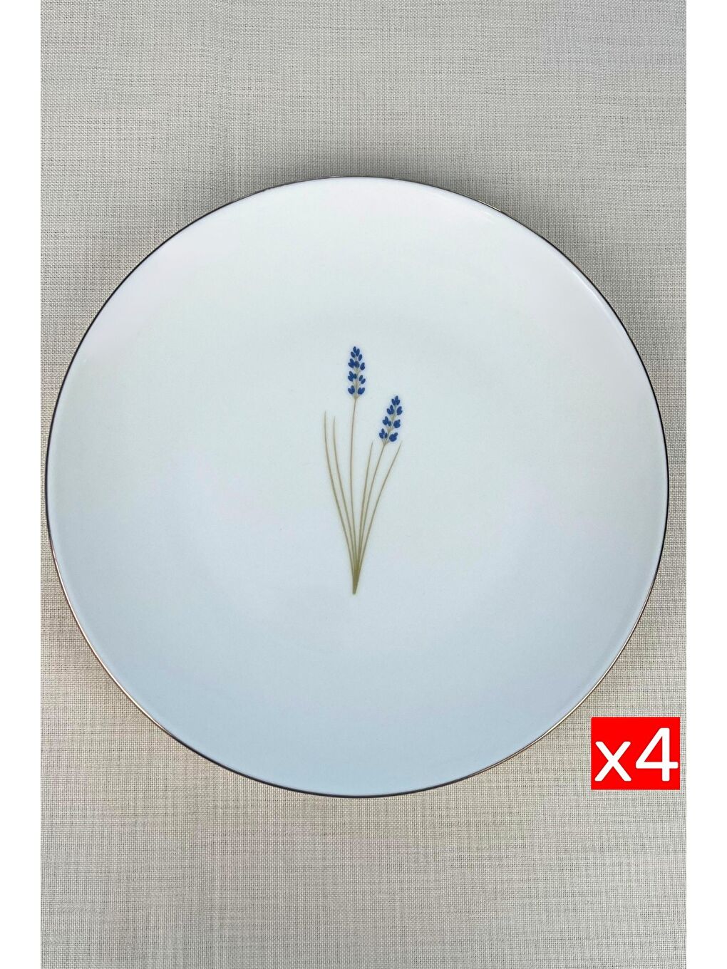 Karışık Porselen Natura Lavanta Altın Yaldız Servis Tabağı 24,50cm 4 lü