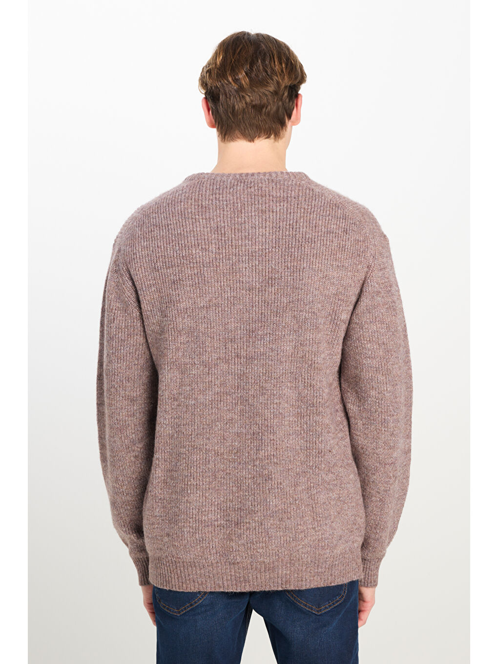 Regular Fit Bisiklet Yaka Mor Triko Kazak-4