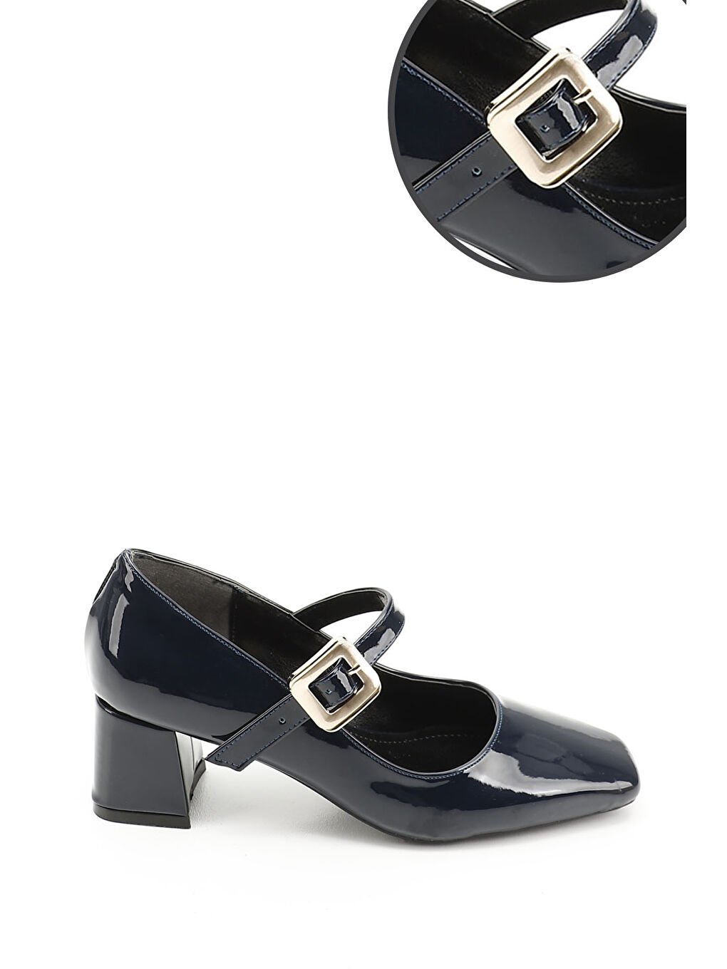 Lacivert Kadın AÇIK LACİVERT Küt Burun Kare Ökçe Ayakkabı