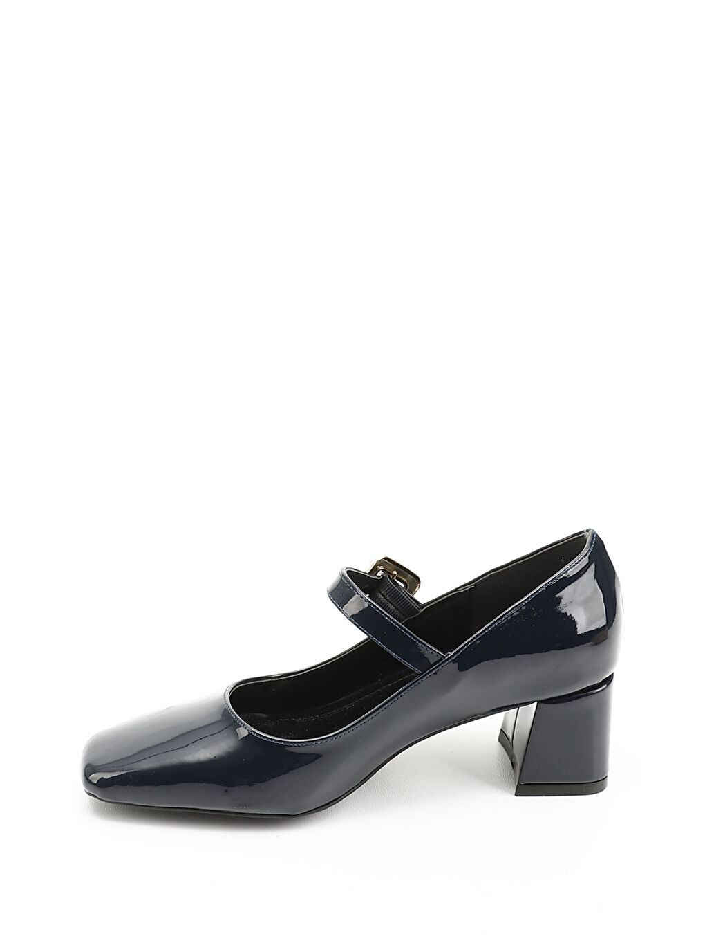 Lacivert Kadın AÇIK LACİVERT Küt Burun Kare Ökçe Ayakkabı-2