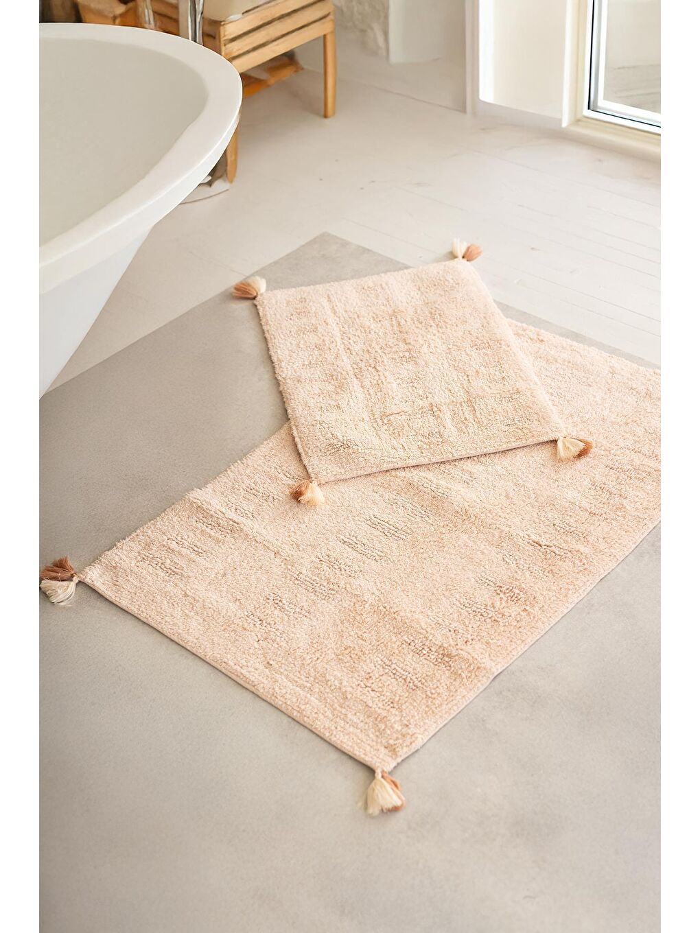 Pembe Togo 2’li Takım Banyo Paspası %100 Pamuk 40x60 + 60x90 Somon