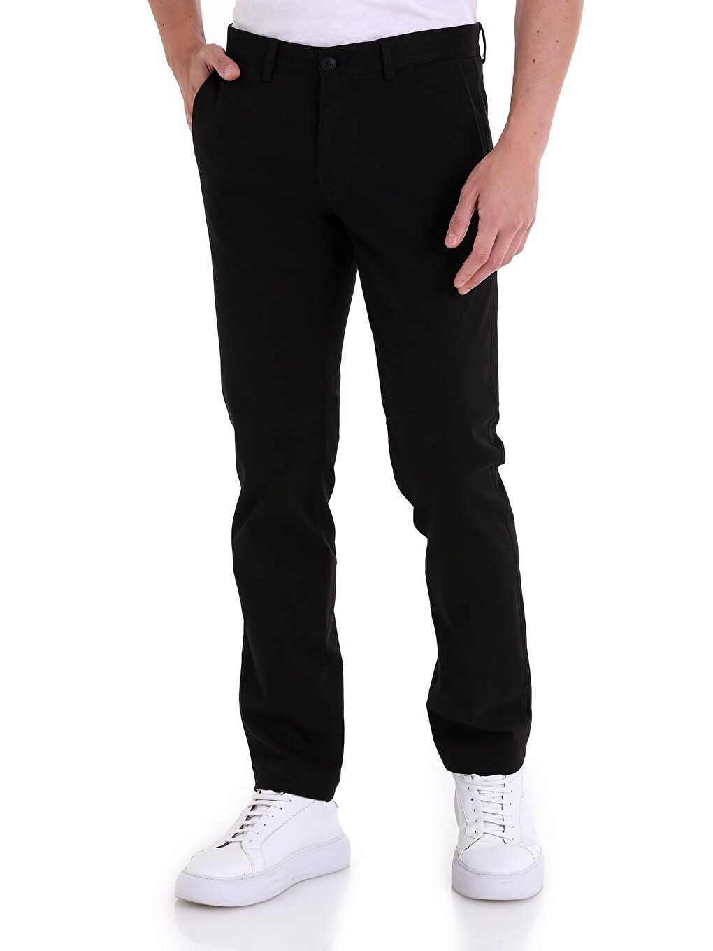 Hatemoğlu Siyah Regular Fit Düz Yandan Cepli Basic Kanvas Pantolon - 1