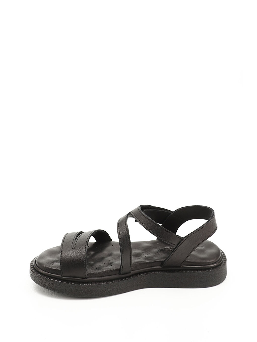 Mor Kadın ZÜMRÜT-SİYAH Cırt Bantlı Hakiki Deri Comfort Sandalet-2