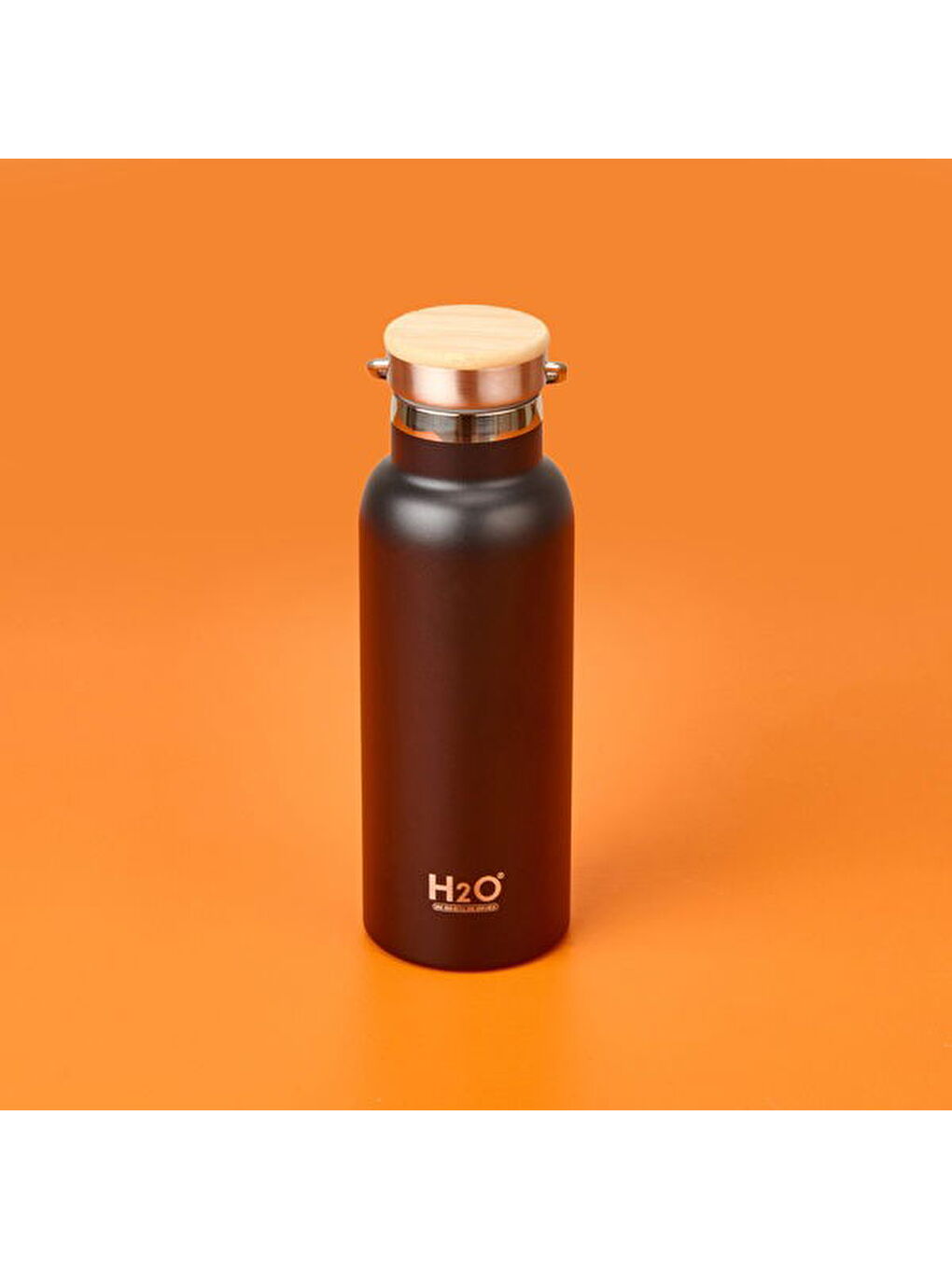 Beyaz Bambu Kapaklı Çelik Termos - Siyah / Açık Kahverengi - 500 ml-1