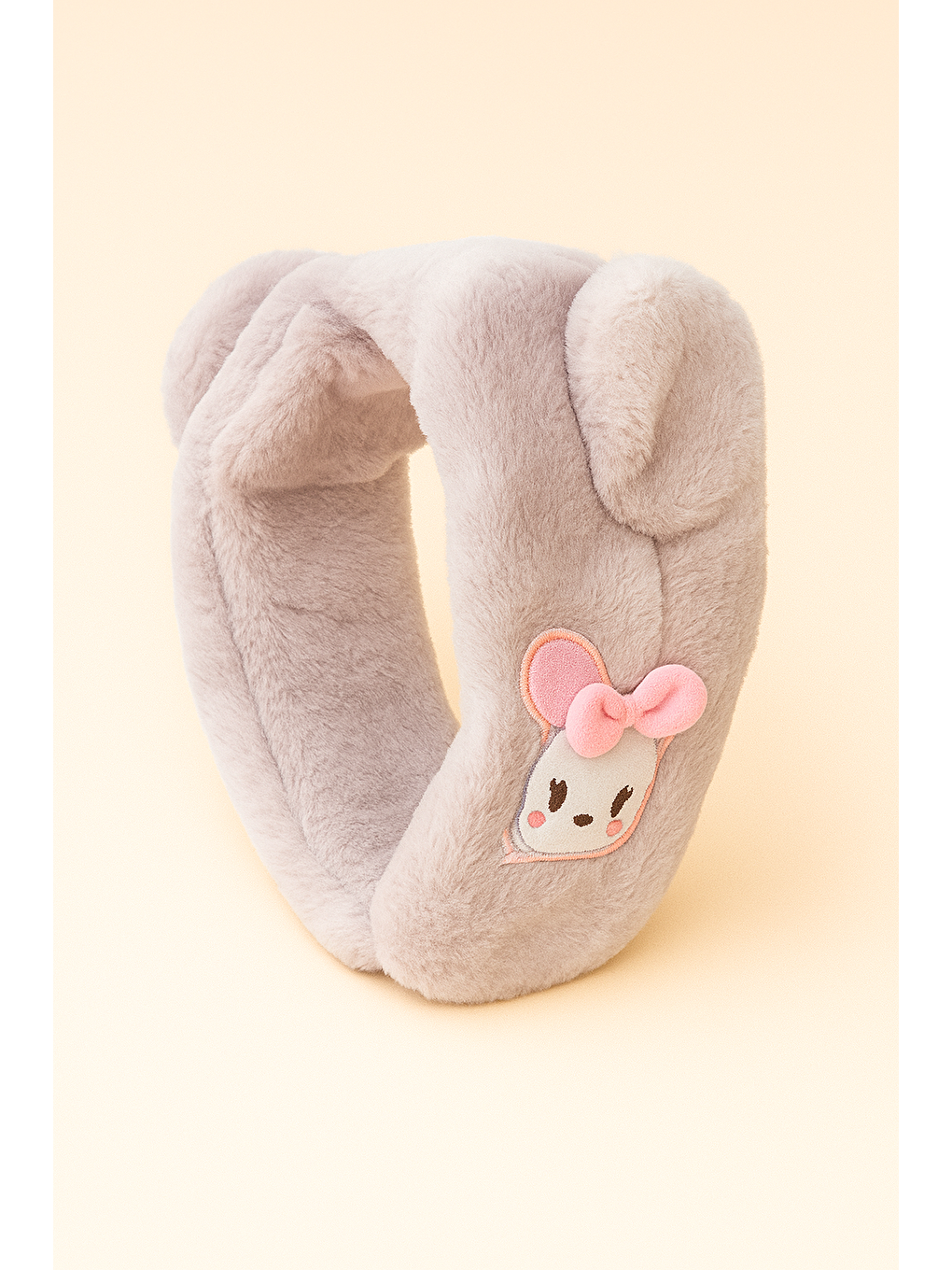 Kulaklı Hayvan Aksesuarlı Pelüş Atkı Ekru